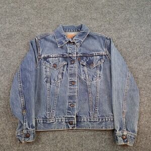 Vintage Levis Denim Jacket Youth Medium Blue Jean Western 75305 Orange Tab 70s